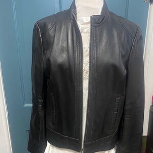 Elegant Black Leather Jacket for Women